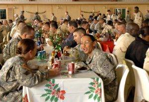 3rd Infantry Division soldiers enjoy a feast on Christmas Day, Iraq 2005.