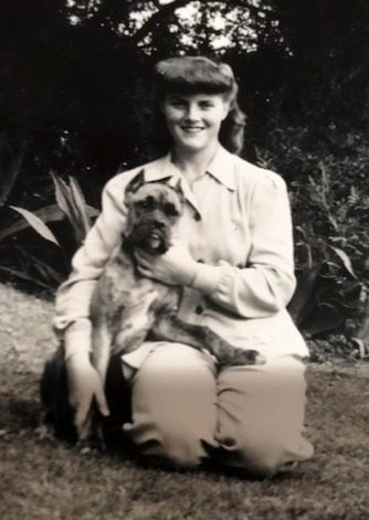 Shirlee with Bill’s show dog, Chancellor, 1942.